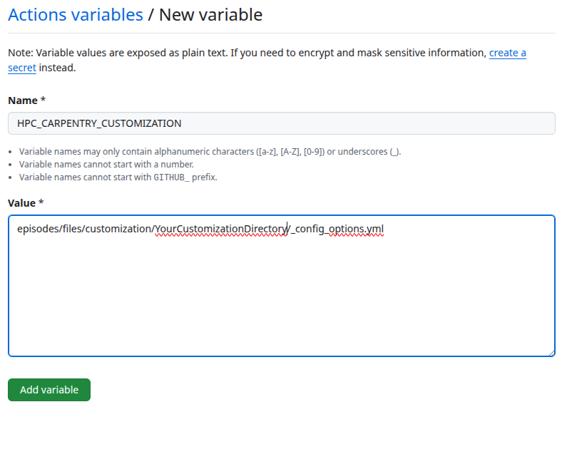 Adding a new repository secret